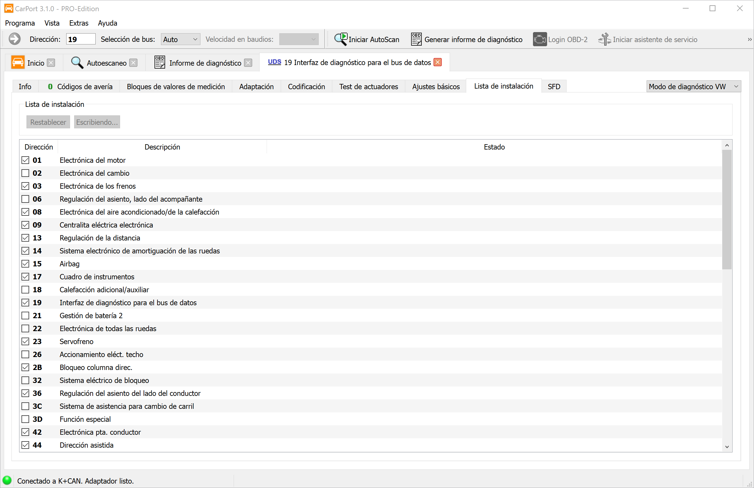 Lista de instalación