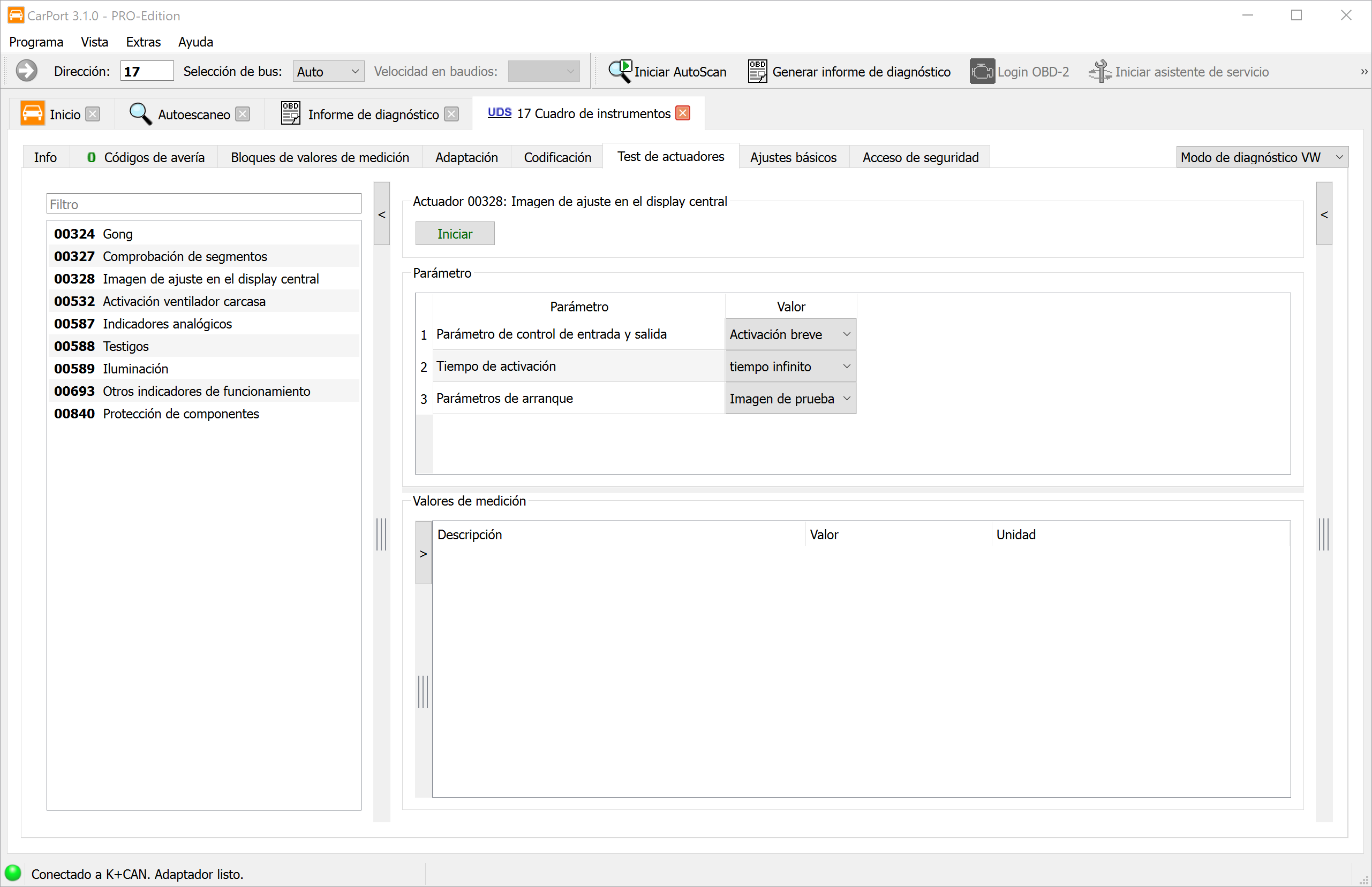Prueba de actuadores