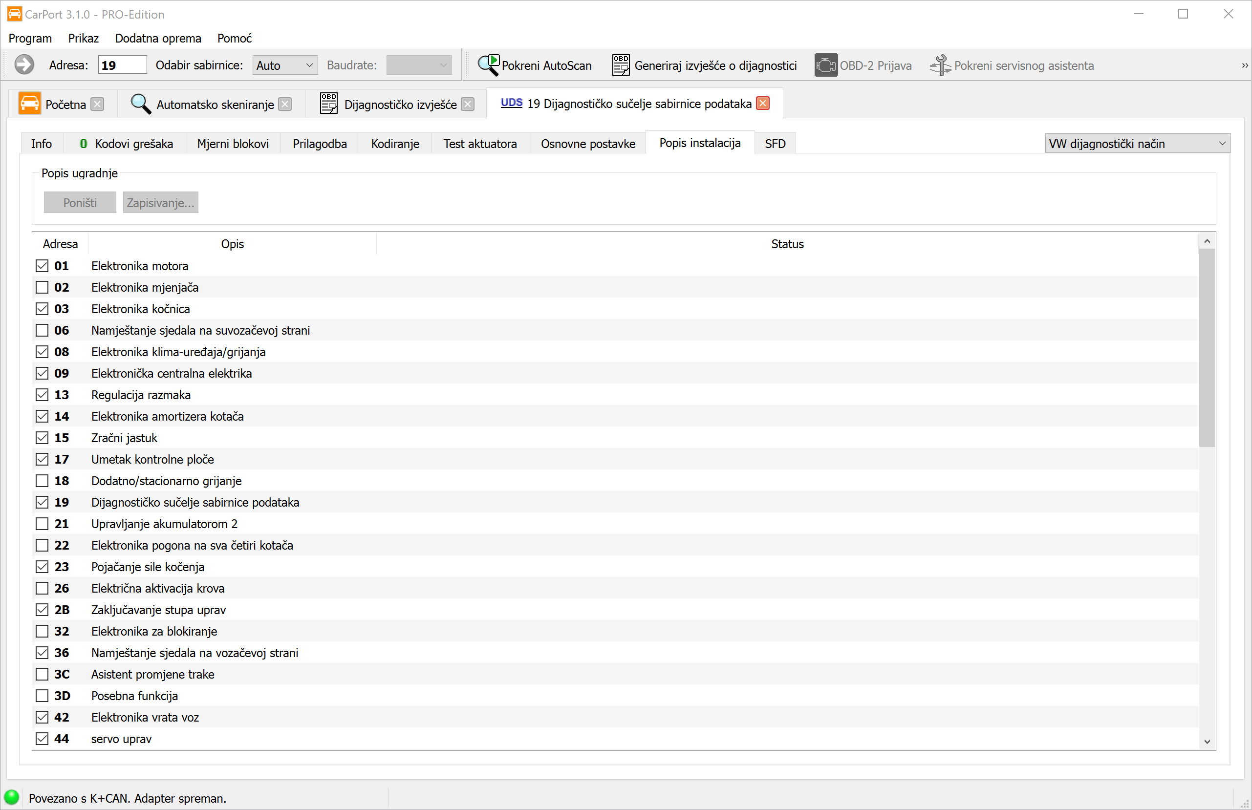 Popis ugrađene opreme