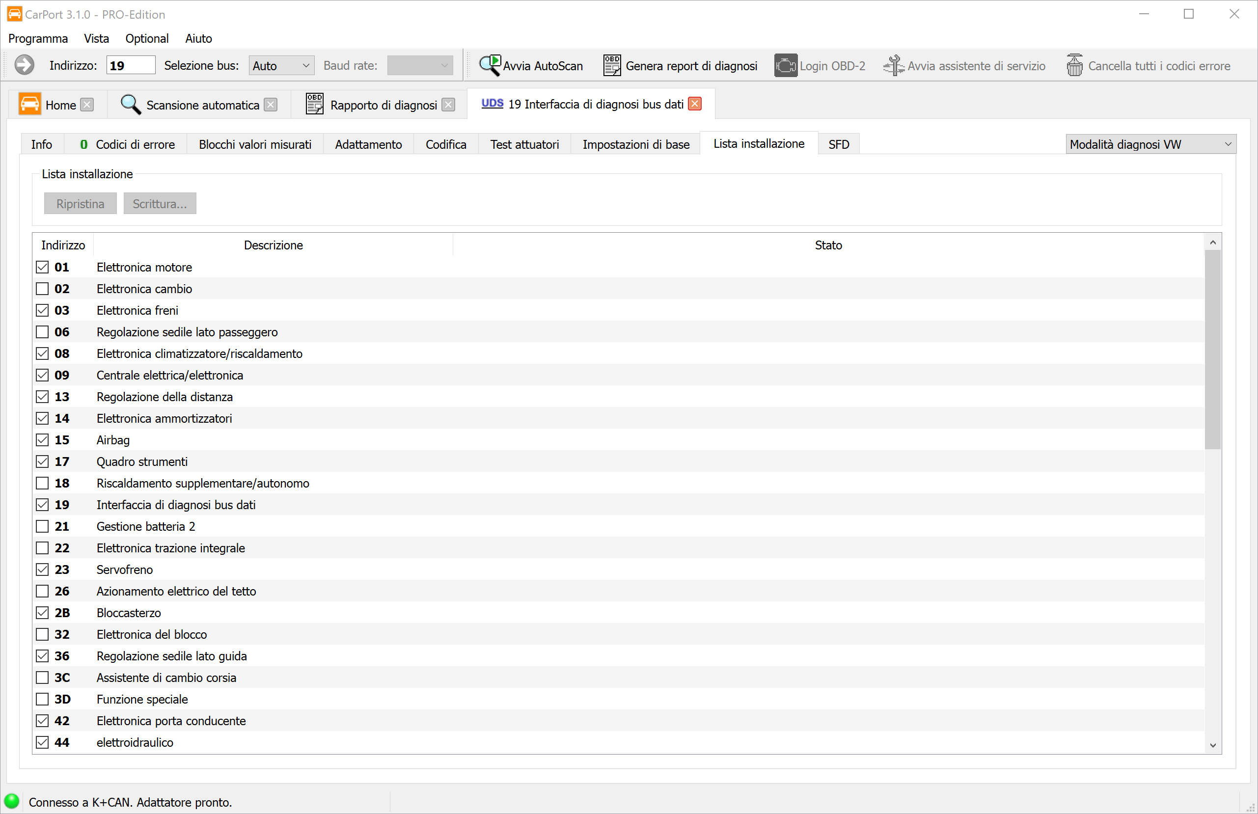 Elenco di installazione