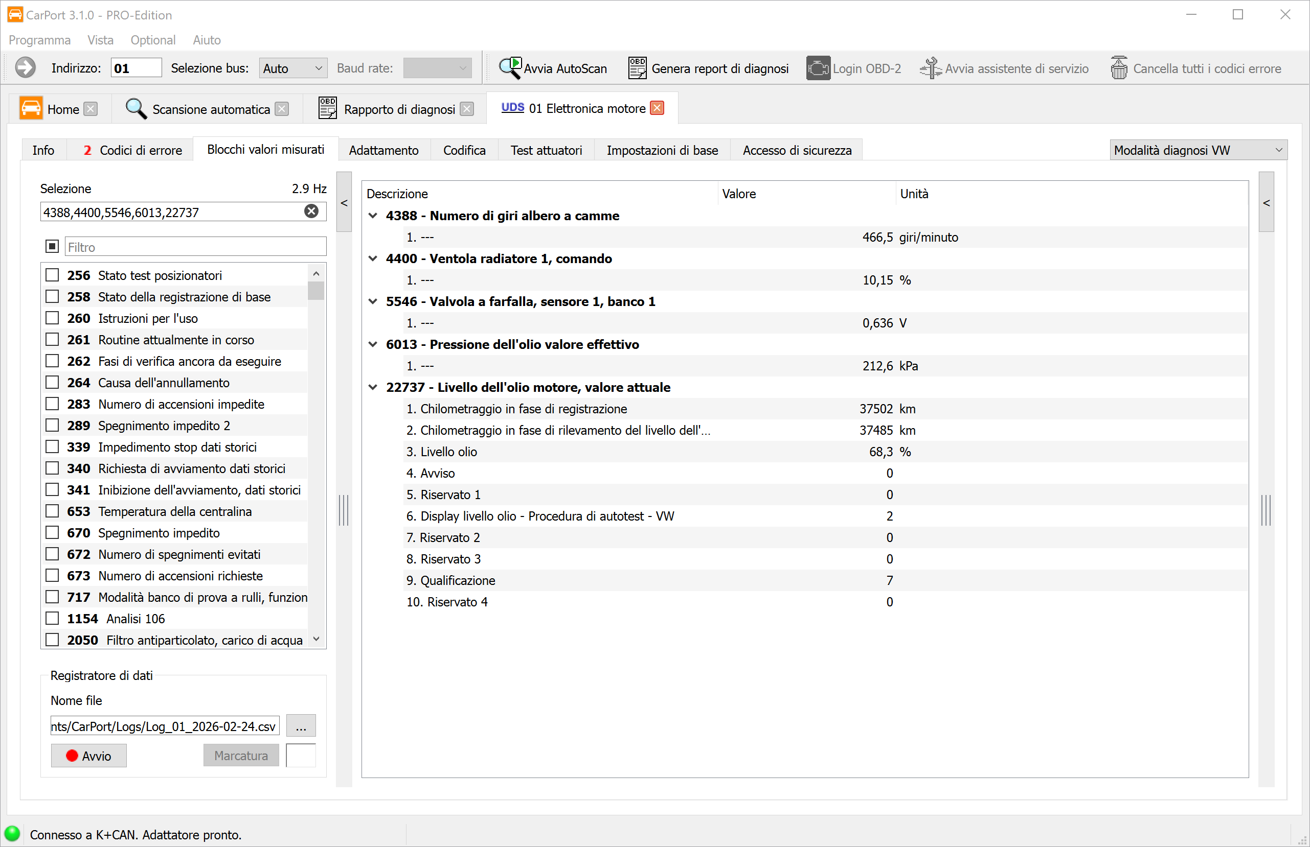 Valori di misurazione