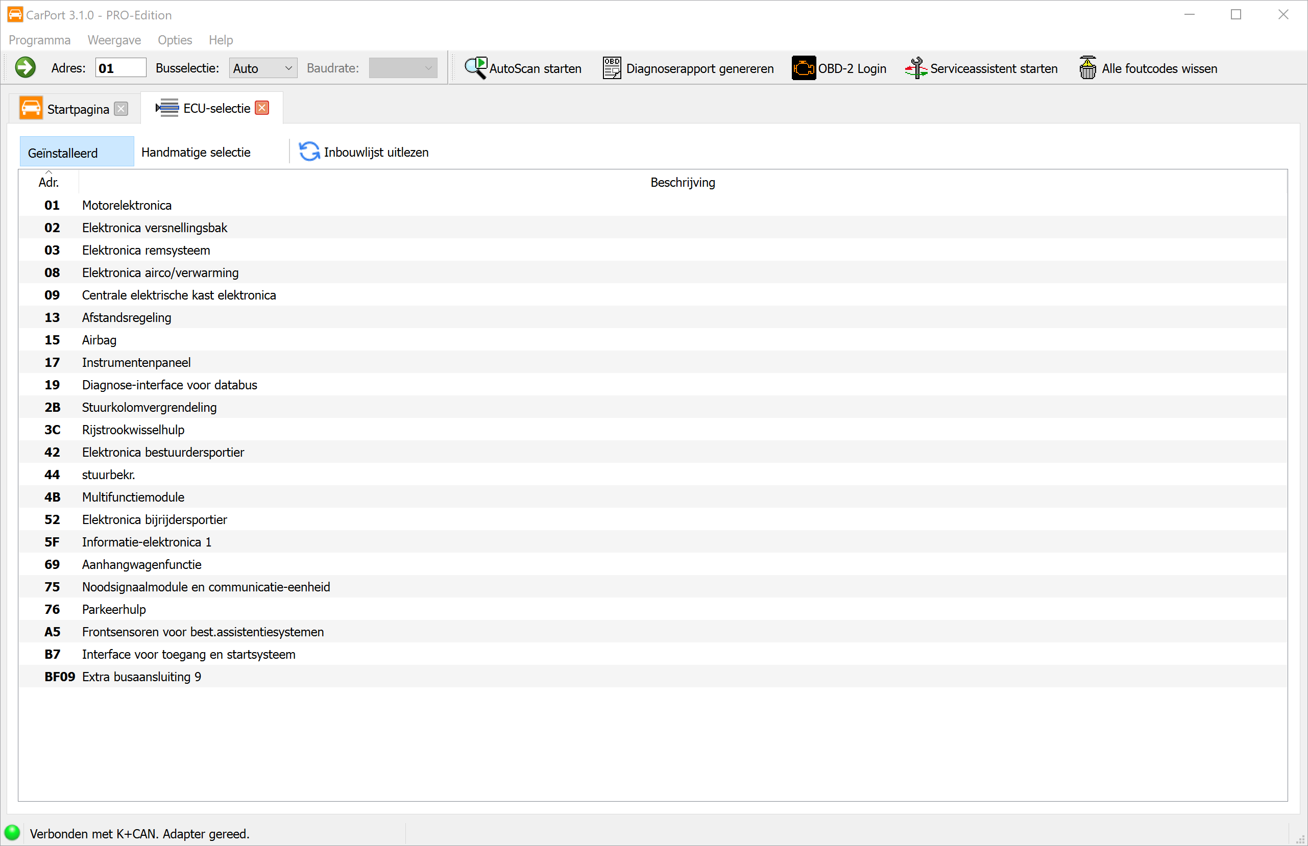 Regeleenheidselectie