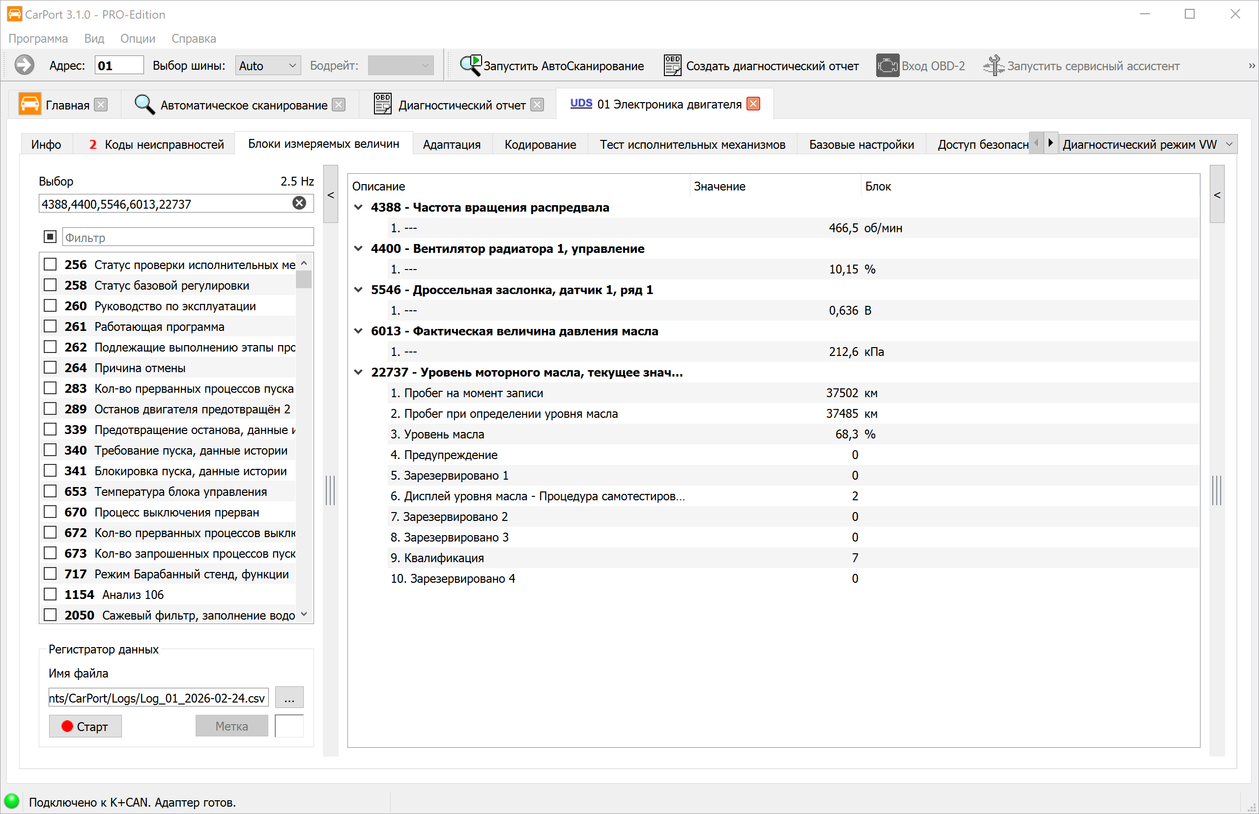 Блоки измеряемых величин