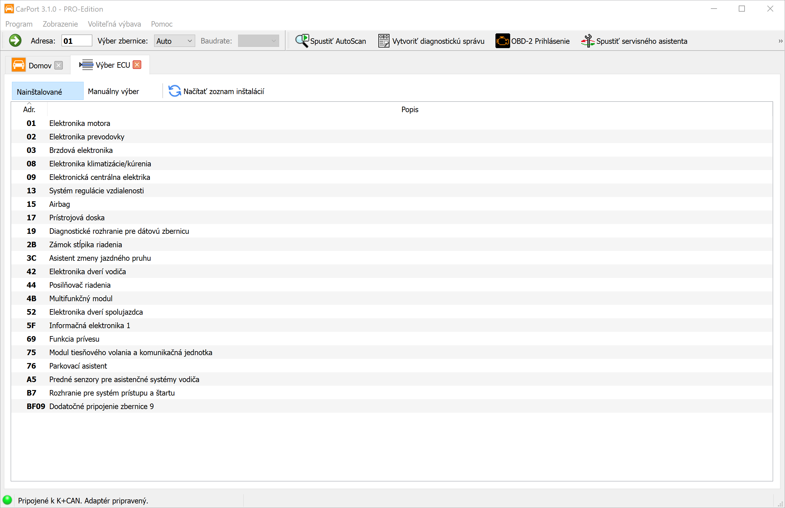 Výber riadiacej jednotky