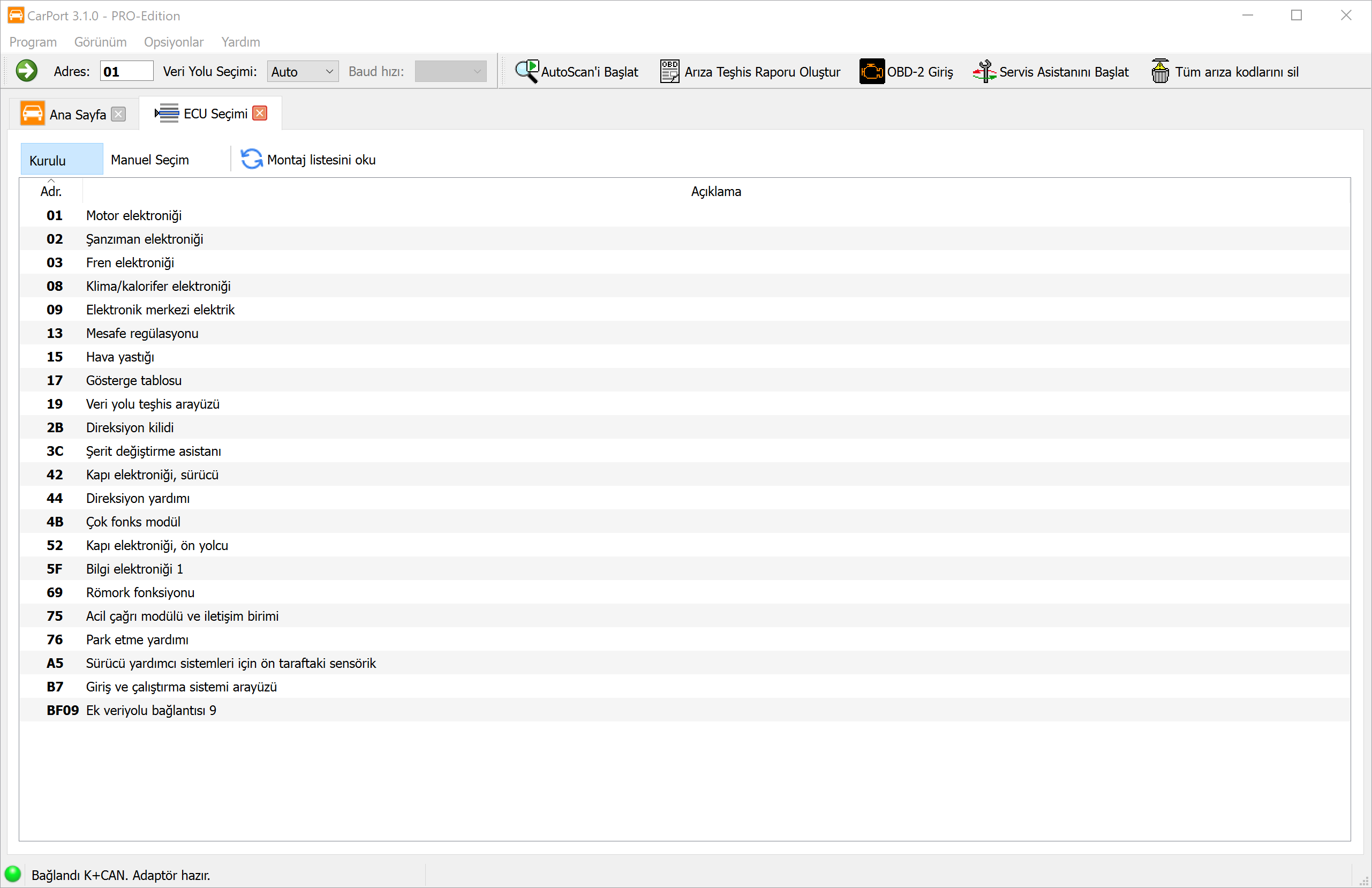 Kontrol Ünitesi Seçimi